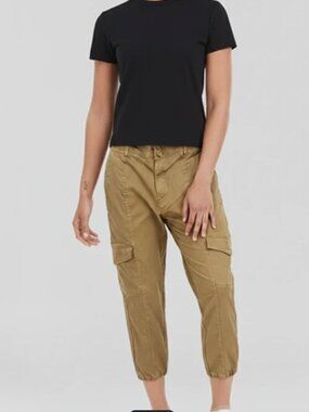 Sanctuary Standard Supply Cargo Jogger Pants Size 27 Khaki Tan Cropped